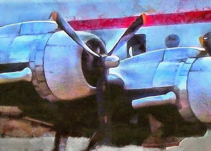 Airplane Greeting Card featuring the mixed media Old Prop by Christopher Reed