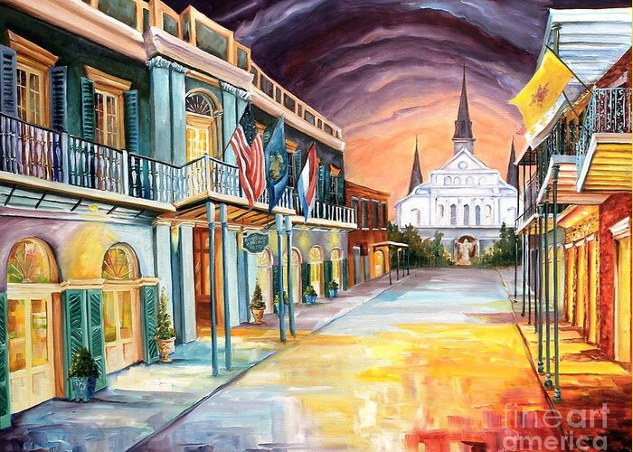 New Orleans Greeting Card featuring the painting Orleans Street, New Orleans by Diane Millsap