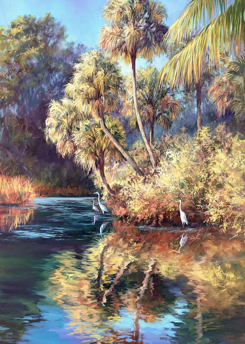 Palm Trees Greeting Card featuring the painting Palm Tree Cove #1 by Laurie Snow Hein