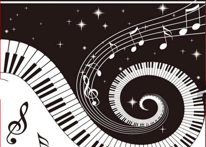 Piano Greeting Card featuring the digital art Piano keys design by Mopssy Stopsy