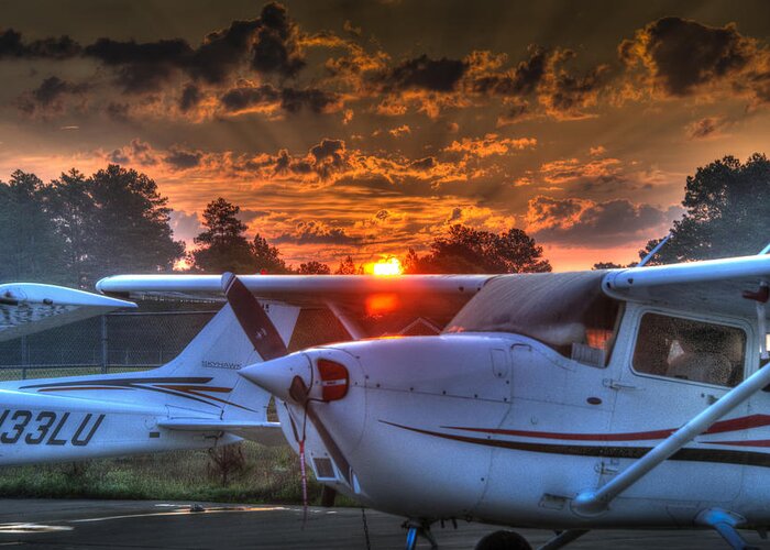 Airplanes Greeting Card featuring the photograph Red Sky in Morning #2 by Phil And Karen Rispin