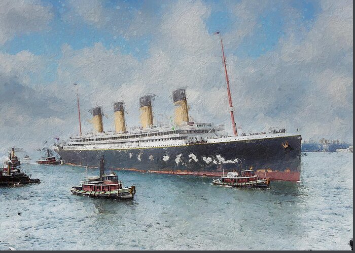 Steamer Greeting Card featuring the digital art R.M.S. Olympic by Geir Rosset