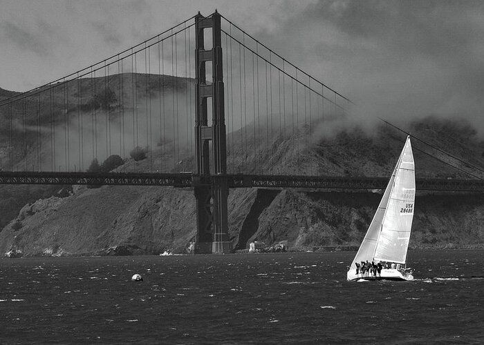 Sailing Greeting Card featuring the photograph Sailing out the Golden Gate #2 by Bonnie Colgan
