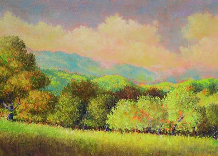 Landscape Greeting Card featuring the painting Santa Ynez Hills #1 by Douglas Castleman