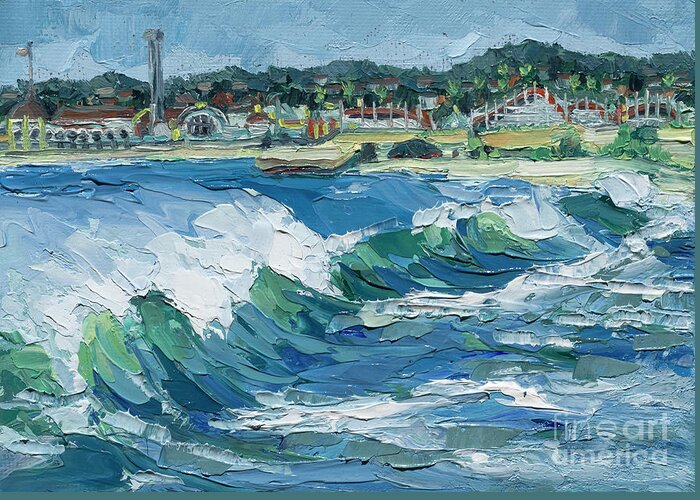 Impasto Greeting Card featuring the painting Seabright Wave, 2021 by PJ Kirk