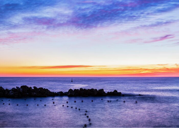Long Exposure Greeting Card featuring the photograph Seascape at sunset #7 by Fabiano Di Paolo