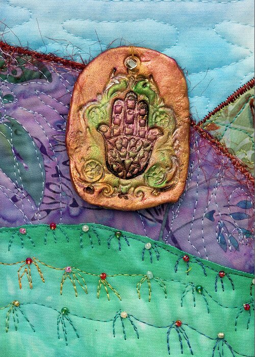 Shrine To Land And Sky Greeting Card featuring the mixed media Shrine to Land and Sky D by Vivian Aumond