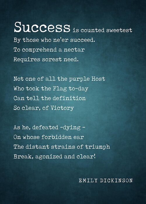 Success Is Counted Sweetest Greeting Card featuring the digital art Success is counted sweetest - Emily Dickinson Poem - Literature - Typewriter Print #1 by Studio Grafiikka