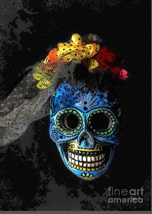 Halloween Greeting Card featuring the digital art Sugar Skull #1 by Diana Rajala