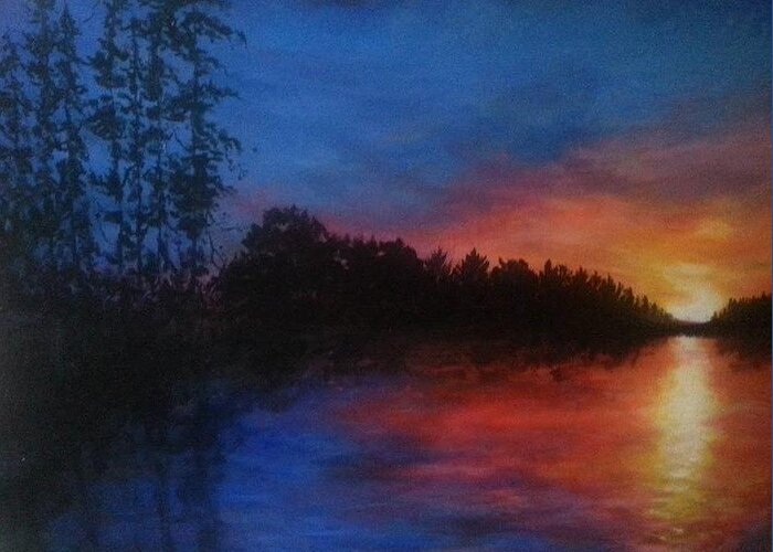 Chromatic Greeting Card featuring the painting Sunset Addict by Jen Shearer