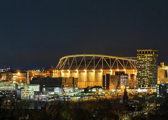 Cityscape Greeting Card featuring the photograph Syracuse Skyline and Carrier Dome by Rod Best