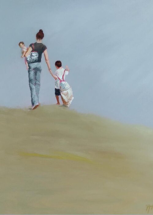 Woman Greeting Card featuring the painting Taking Them Out by Irena Jablonski