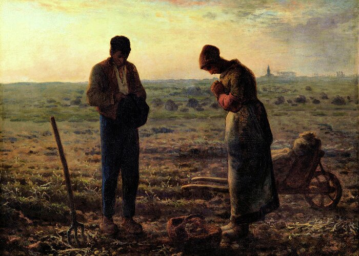Angelus Greeting Card featuring the painting The Angelus #1 by Jean Francois Millet