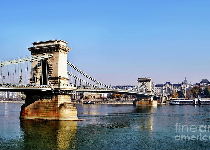 Budapest Greeting Card featuring the photograph The Chain Bridge in Budapest #1 by Jelena Jovanovic
