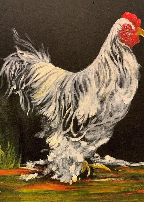 Rooster Greeting Card featuring the painting The GENERAL by Juliette Becker
