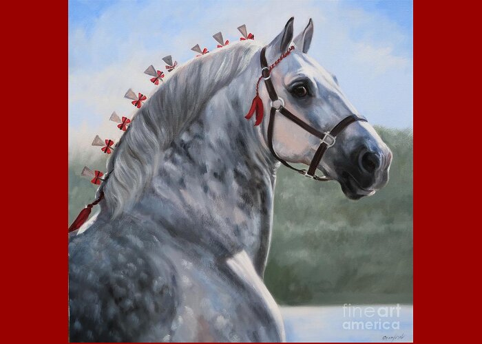 Percheron Greeting Card featuring the painting The Look #2 by Janet Crawford