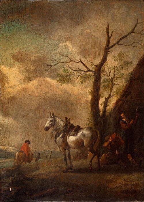 Philips Wouwerman Greeting Card featuring the painting The resting place #2 by Philips Wouwerman