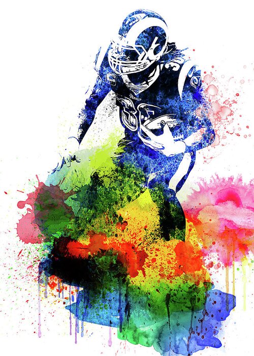 Todd Gurley Greeting Card featuring the mixed media Todd Gurley Watercolor #1 by Naxart Studio