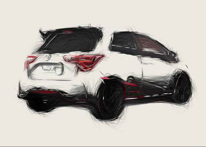 Toyota Greeting Card featuring the digital art Toyota Yaris GRMN Car Drawing #1 by CarsToon Concept