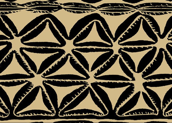 South Seas Tapa Cloth Greeting Card featuring the painting Tropical Tribal Tapa #1 by Vagabond Folk Art - Virginia Vivier
