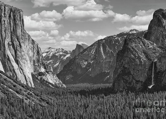 Yosemite Greeting Card featuring the photograph Tunnel View Yosemite Black White #1 by Chuck Kuhn