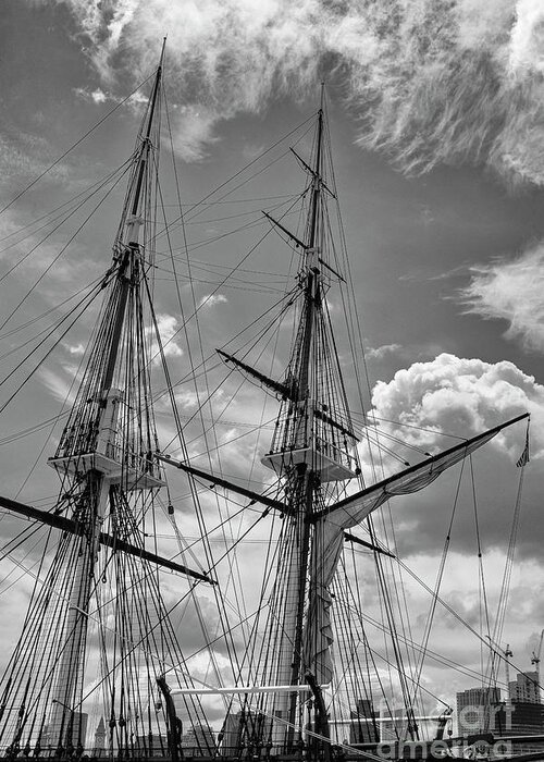Charlestown Harbour Greeting Card featuring the photograph USS Constitution Masts 2 by Bob Phillips