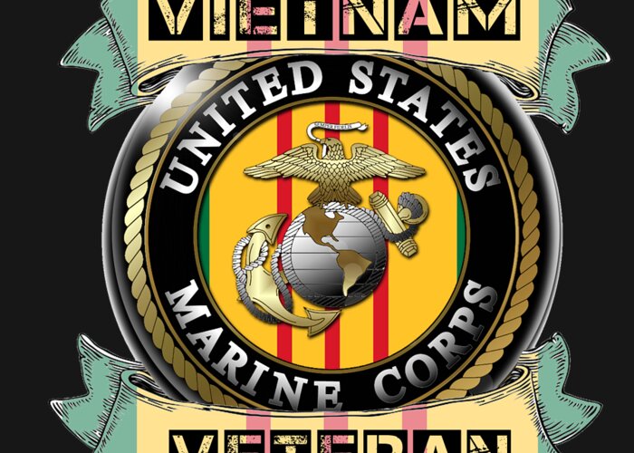 Marine Greeting Card featuring the digital art Vietnam Marine Veteran #1 by Bill Richards