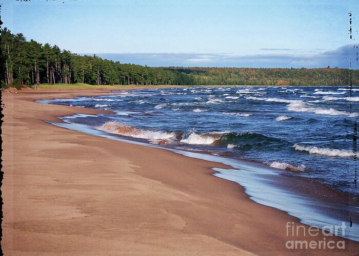 Little Presque Isle Greeting Card featuring the photograph Waves on Lake Superior #1 by Phil Perkins