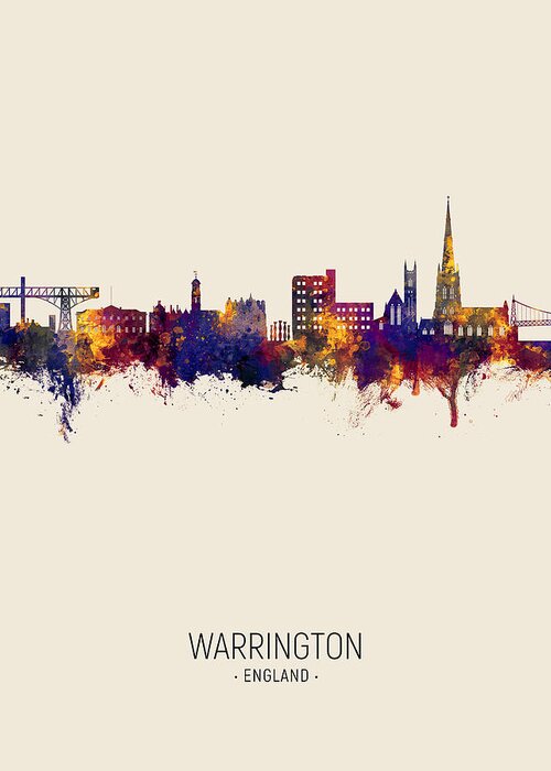 Warrington Greeting Card featuring the digital art Warrington England Skyline #10 by Michael Tompsett