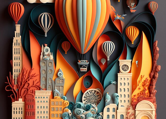 Balloon Races Greeting Card featuring the digital art Balloon Races by Jay Schankman
