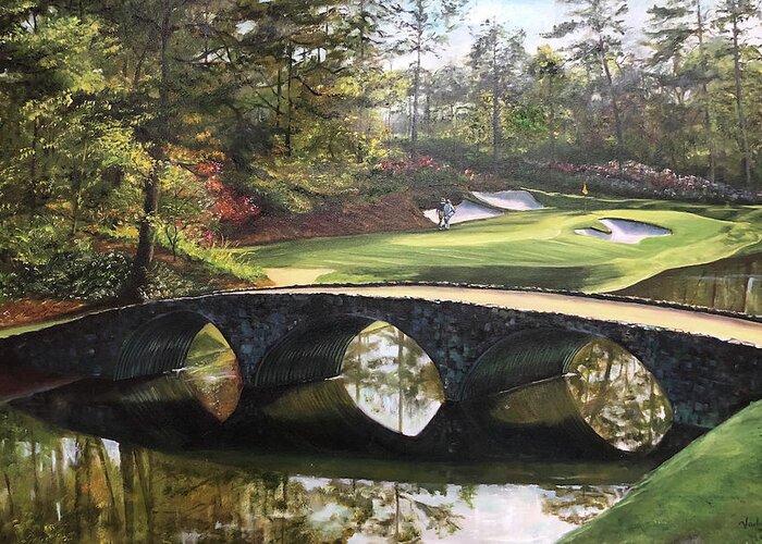 Golf Greeting Card featuring the painting 12th Hole At Agusta by Judy Rixom