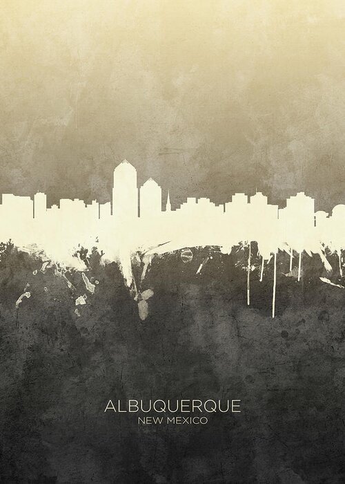 Albuquerque Greeting Card featuring the digital art Albuquerque New Mexico Skyline #13 by Michael Tompsett
