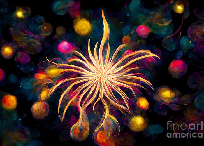 Series Greeting Card featuring the digital art Fireworks magic #13 by Sabantha