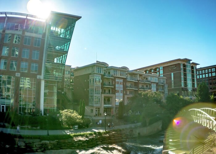 City Greeting Card featuring the photograph Greenville South Carolina On Reedy River In Downtown #13 by Alex Grichenko