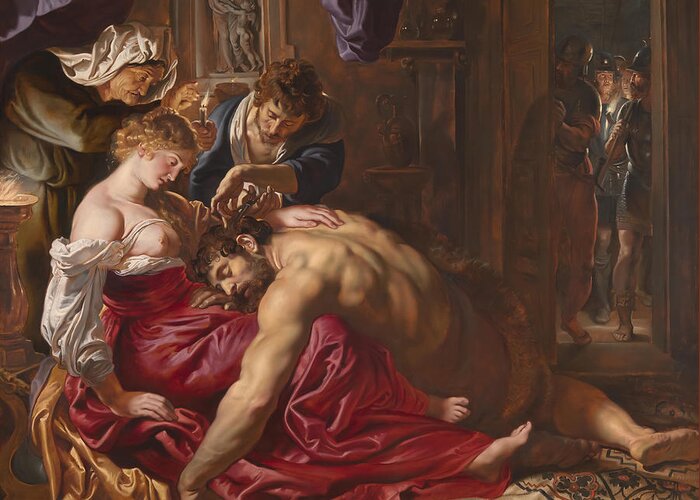 Peter Paul Rubens Greeting Card featuring the painting Samson and Delilah by Peter Paul Rubens by Mango Art