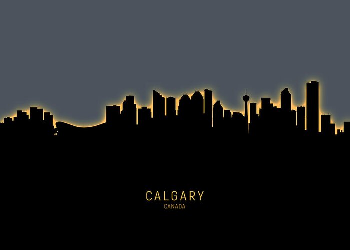 Calgary Greeting Card featuring the digital art Calgary Canada Skyline #14 by Michael Tompsett