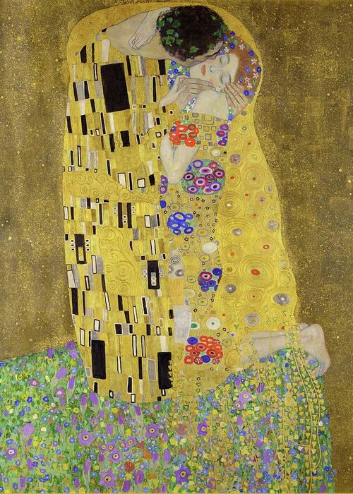 Aestheticism Greeting Card featuring the painting The Kiss #14 by Gustav Klimt