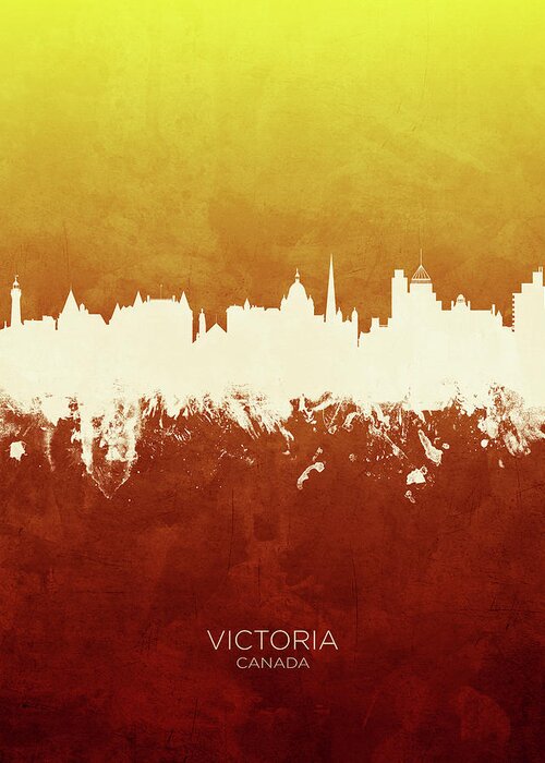 Victoria Greeting Card featuring the digital art Victoria Canada Skyline #14 by Michael Tompsett