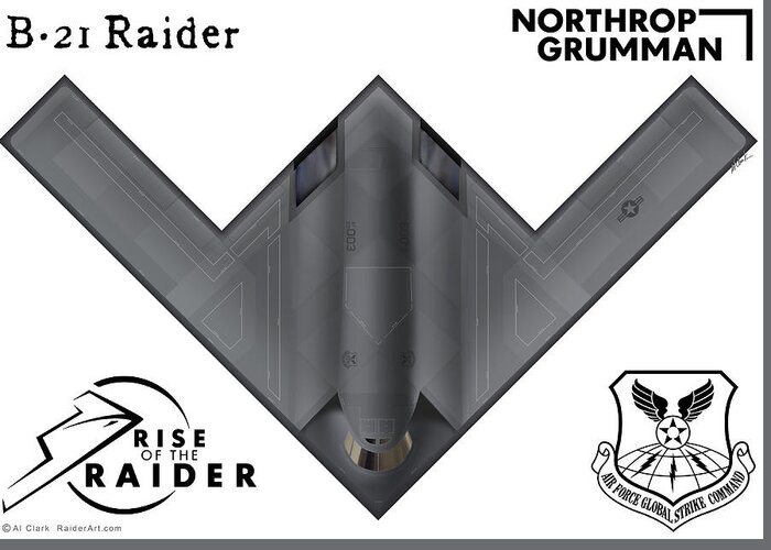 B-21 Greeting Card featuring the digital art Northrop Grumman B-21 Raider by Custom Aviation Art