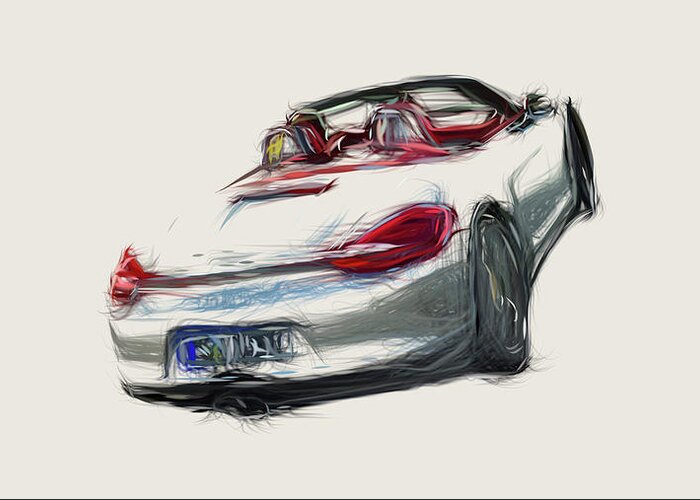 Porsche Greeting Card featuring the digital art Porsche Boxster S Car Drawing #15 by CarsToon Concept