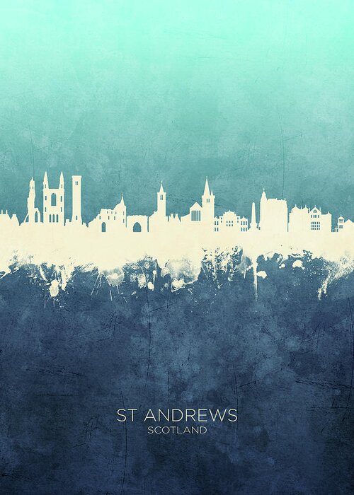 St Andrews Greeting Card featuring the digital art St Andrews Scotland Skyline #15 by Michael Tompsett