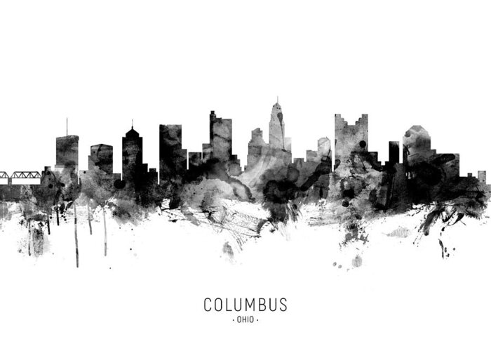 Columbus Greeting Card featuring the digital art Columbus Ohio Skyline #16 by Michael Tompsett
