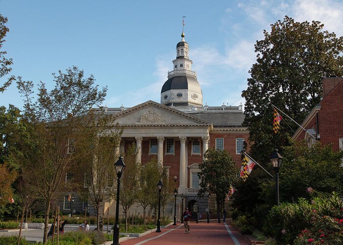 Founding Fathers Greeting Card featuring the photograph Maryland state capitol building in Annapolis Maryland by Eldon McGraw