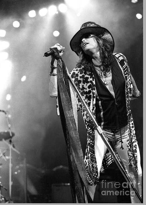 Singing Greeting Card featuring the photograph Steven Tyler - Aerosmith #16 by Concert Photos