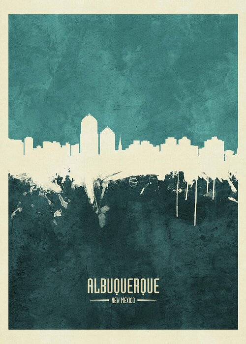 Albuquerque Greeting Card featuring the digital art Albuquerque New Mexico Skyline #17 by Michael Tompsett