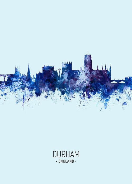 Durham Greeting Card featuring the digital art Durham England Skyline Cityscape #17 by Michael Tompsett