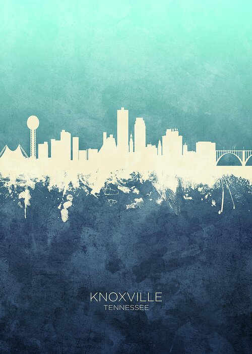 Knoxville Greeting Card featuring the digital art Knoxville Tennessee Skyline #18 by Michael Tompsett
