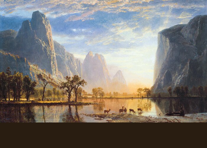 Landscape Greeting Card featuring the painting Valley of the Yosemite #20 by Albert Bierstadt