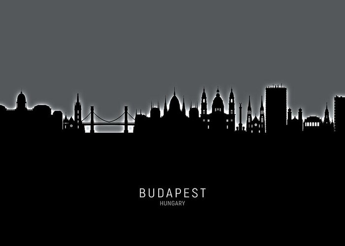 Budapest Greeting Card featuring the digital art Budapest Hungary Skyline #19 by Michael Tompsett