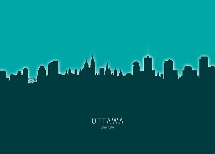 Ottawa Greeting Card featuring the digital art Ottawa Canada Skyline #19 by Michael Tompsett